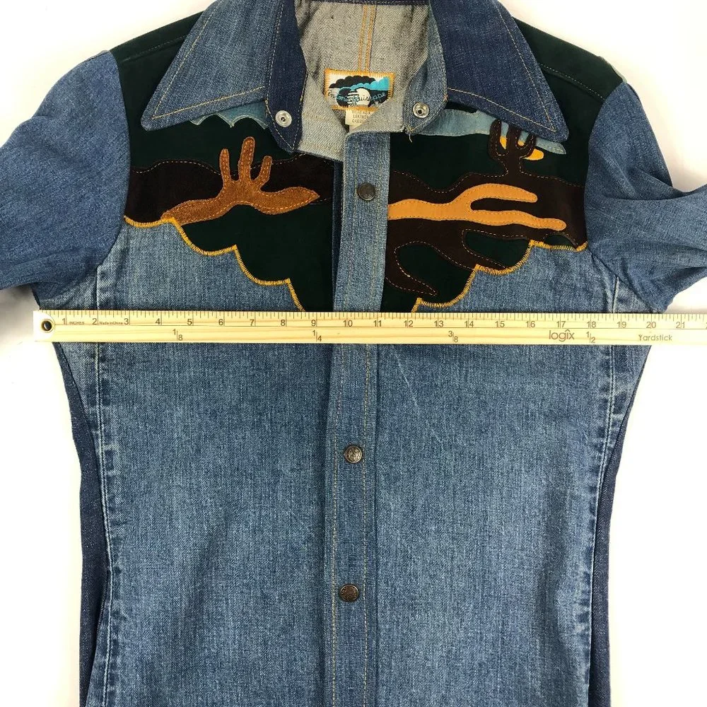 Antonio Giuseppe Vintage 1976 One-of-A-Kind Denim & Leather Suit Hippie Rare